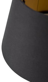 Katoenen lampenkap zwart 20/15/13 met gouden binnenkant