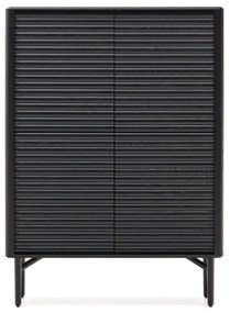 Kave Home Lenon Black Kast Zwart Eiken Met Ribbels - 105x40x144cm.