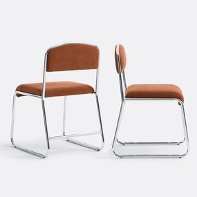 Set van 2 stoelen van chroom en stof Celestina