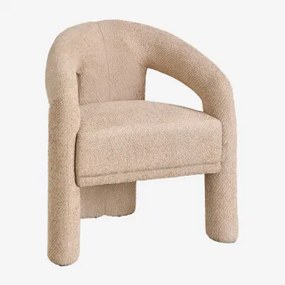 Set Van 2 Eetkamerstoelen Met Armleuningen In Bouclé Stof Greca Latte Bruin Dikke Chenille - Sklum