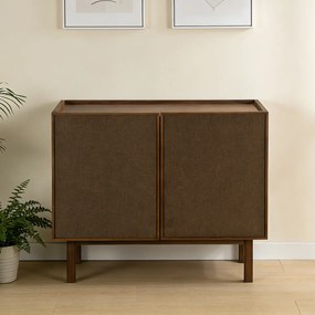 Kastje Walnoot Met Stoffen Deuren 90 Cm - 90x40x60cm.