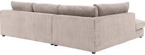 Goossens Bank Ravenia bruin, stof, 2,5-zits, stijlvol landelijk met chaise longue links