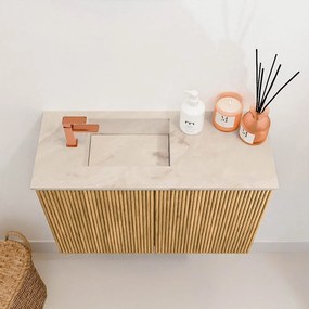 Mondiaz Joya DLux 60cm toiletmeubel oak met wastafel faye links 1 kraangat frappe