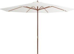 vidaXL Parasol met houten paal 350 cm zandwit
