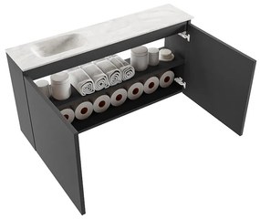 Mondiaz Ture DLux toiletmeubel 100cm dark grey met wastafel ostra links met kraangat