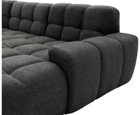 Goossens Excellent Bank Kubus - 30 X 30 Cm Stiksel zwart, stof, 1,5-zits, modern design met chaise longue rechts
