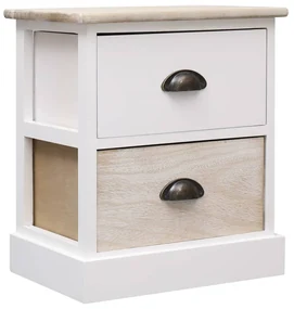 vidaXL Nachtkastjes 2 st 38x28x45 cm paulowniahout wit en naturel