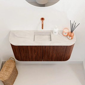 Mondiaz Joya DLux 85cm toiletmeubel ronding links/rechts ruby met wastafel faye midden zonder kraangat ostra