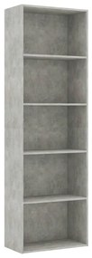 vidaXL Boekenkast met 5 schappen 60x30x189 cm spaanplaat betongrijs