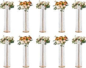 VEVOR Set van 10 bloemenkrukken 20x20x90cm Bloemenstandaard IJzeren bijzettafel Moderne kristallen vaas Goudkleurige galvanische plantenkruk Plantenstandaard Metalen standaard voor decoratie van bars, hotels en cafés