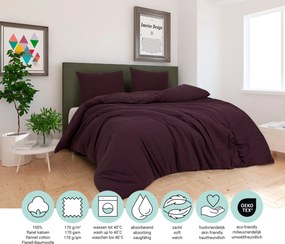 Dekbedovertrek Flanel– 100% zacht katoen – 240×200/220 – paars