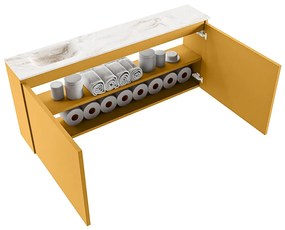 Mondiaz Ture DLux toiletmeubel 120cm ocher met wastafel frappe links zonder kraangat