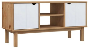 vidaXL Tv-meubel 113,5x43x57 cm massief grenenhout bruin en wit