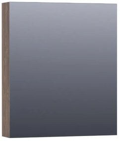 Saniclass Plain Spiegelkast - 60x70x15cm - 1 linksdraaiende spiegeldeur - MFC - burned bark SK-PL60LBB
