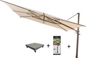 Finca zweefparasol 400x300 cm wenge frame beach 4 Seasons Outdoor met 125 KG voet en hoes
