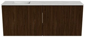 Mondiaz Joya DLux 100cm toiletmeubel walnut met wastafel faye links zonder kraangat opalo