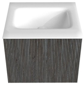 Mondiaz Kurve 50cm badmeubel shadow met 1 lade en wastafel grunne midden zonder kraangat