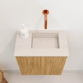 Mondiaz Joya DLux 40cm toiletmeubel oak met wastafel faye rechts zonder kraangat meli