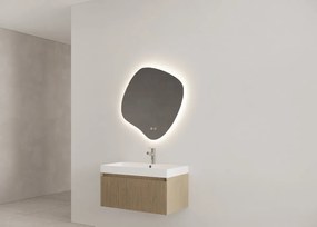 Gliss Design Timotheus badmeubel met ribbelfront 60cm ash gray met glans witte wastafel Lako