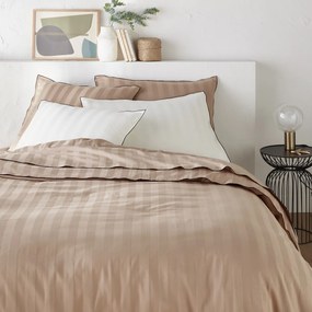 Dekbedovertrek in gewassen katoensatijn met 118 draden, streep Victor