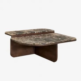 Salontafel 90x90 Cm In Natuursteen En Clotsh Mangohout Bruin Marmer - Sklum