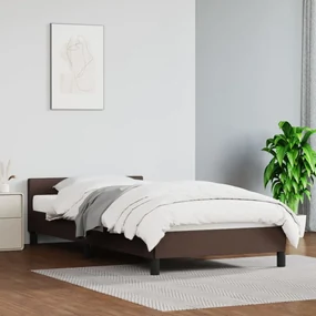 vidaXL Bedframe met hoofdbord kunstleer bruin 90x190 cm