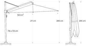 Platinum Icon T1 Zweefparasol - 4x3m. - Havanna taupe met voet en hoes
