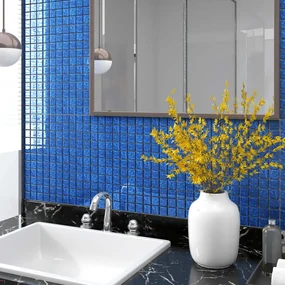 vidaXL Mozaïektegels 22 st zelfklevend 30x30 cm glas blauw