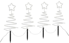 Set van 4 kerst prikspots wit kerstboom incl. LED IP44 - Puno