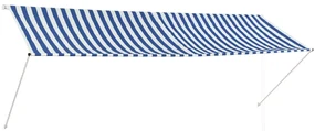 vidaXL Luifel uittrekbaar 350x150 cm blauw en wit