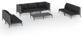 vidaXL 8-delige Loungeset met kussens poly rattan donkergrijs