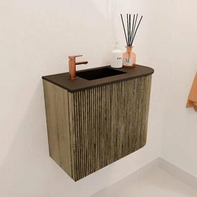 Mondiaz Joya 50cm toiletmeubel ronding rechts dusk met wastafel faye links 1 kraangat urban