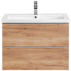 Comad Capri Oak badkamermeubel 80cm met witte wastafel en kraangat eiken