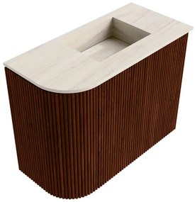 Mondiaz Joya DLux 50cm toiletmeubel ronding links ruby met wastafel faye rechts zonder kraangat meli