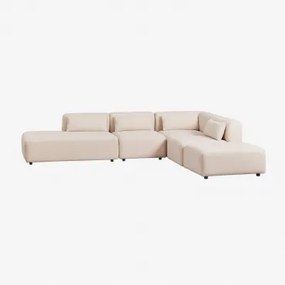 4-delige Modulaire Hoekbank Met Linker Divan En Poef Fogler Chenille Crème Beige - Sklum