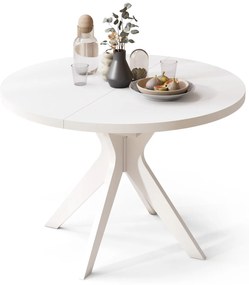 RENZO Wit - RONDE TAFEL Ø110 UITKLAPBAAR TOT 180 cm | VOOR DE KEUKEN EETKAMER WOONKAMER RETRO