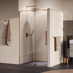 Brauer Stellar nisdeur met vaste wand 100cm koper geborsteld PVD