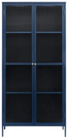 Wandkast Met Ribbelglas Blauw - 90x40x190cm.