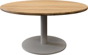 Torino low dining tuintafel teakblad 140 cm rond H71 cm latte