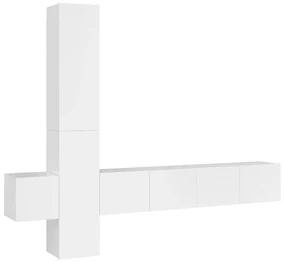 vidaXL 5-delige Tv-meubelset bewerkt hout hoogglans wit