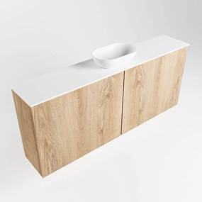 Mondiaz Fowy toiletmeubel 120cm washed oak met witte waskom midden zonder kraangat