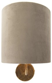 Vintage wandlamp goud met taupe velours kap - Matt Retro E27 rond Binnenverlichting Lamp
