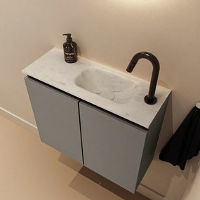 Mondiaz Ture DLux toiletmeubel 60cm smoke met wastafel opalo rechts met kraangat