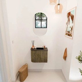 Mondiaz Joya DLux 50cm toiletmeubel ronding links dusk met wastafel faye rechts 1 kraangat lava
