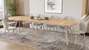 Mazzoni EXPANSO Artisan Eiken / kasjmier poten - OVALE UITSCHUIFTAFEL 160-360 cm VOOR 16-18 PERSONEN