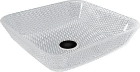 Mexen Mika glazen opbouw waskom 40 x 40 cm, transparant - 24104000