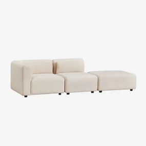 Modulaire Hoekbank Van 2 Delen Met Poef Fogler Linnen Fluweel Linnenbeige - Sklum