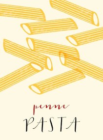 Ilustratie Penne Italian pasta. Penne poster illustration., Alina Beketova
