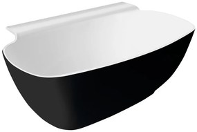Polysan Nigra halfvrijstaand bad zwart wit mineraalmarmer 160x80cm