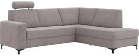 Goossens Basic Hoekbank Helsinki Incl. Hoofdsteun bruin, stof, 2-zits, modern design met ligelement rechts